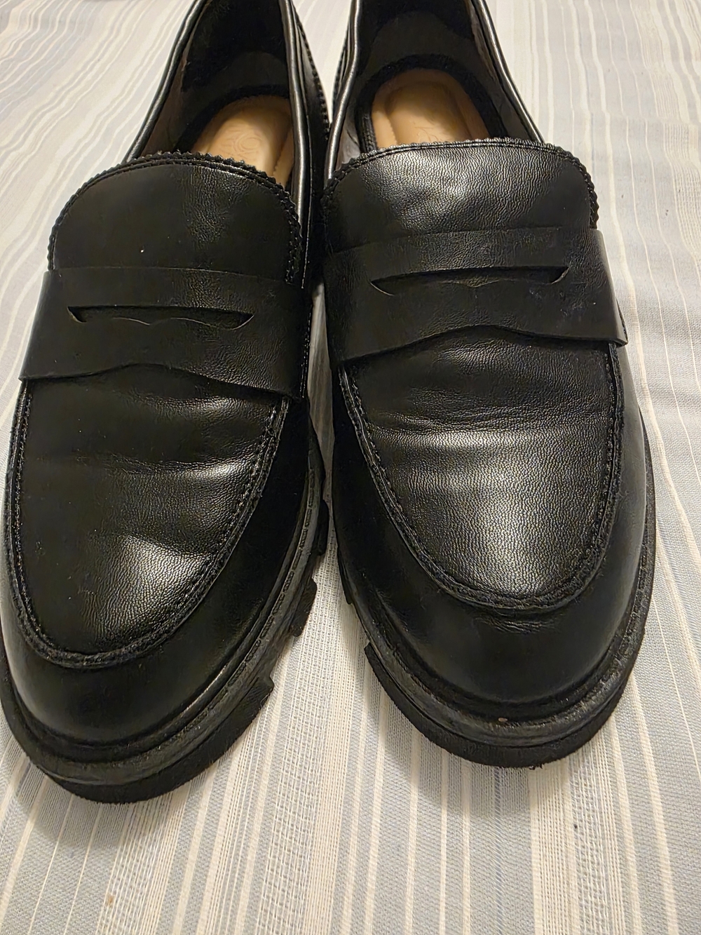 Waverly Black Leather Penny Loafers
